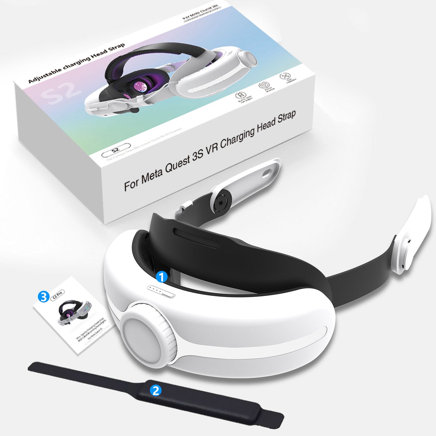 Meta Quest3/Meta Quest3S Adjustable Headsets Wear comfortable and pressure free quest3 Headsets with VR accessories Quest3S accessories