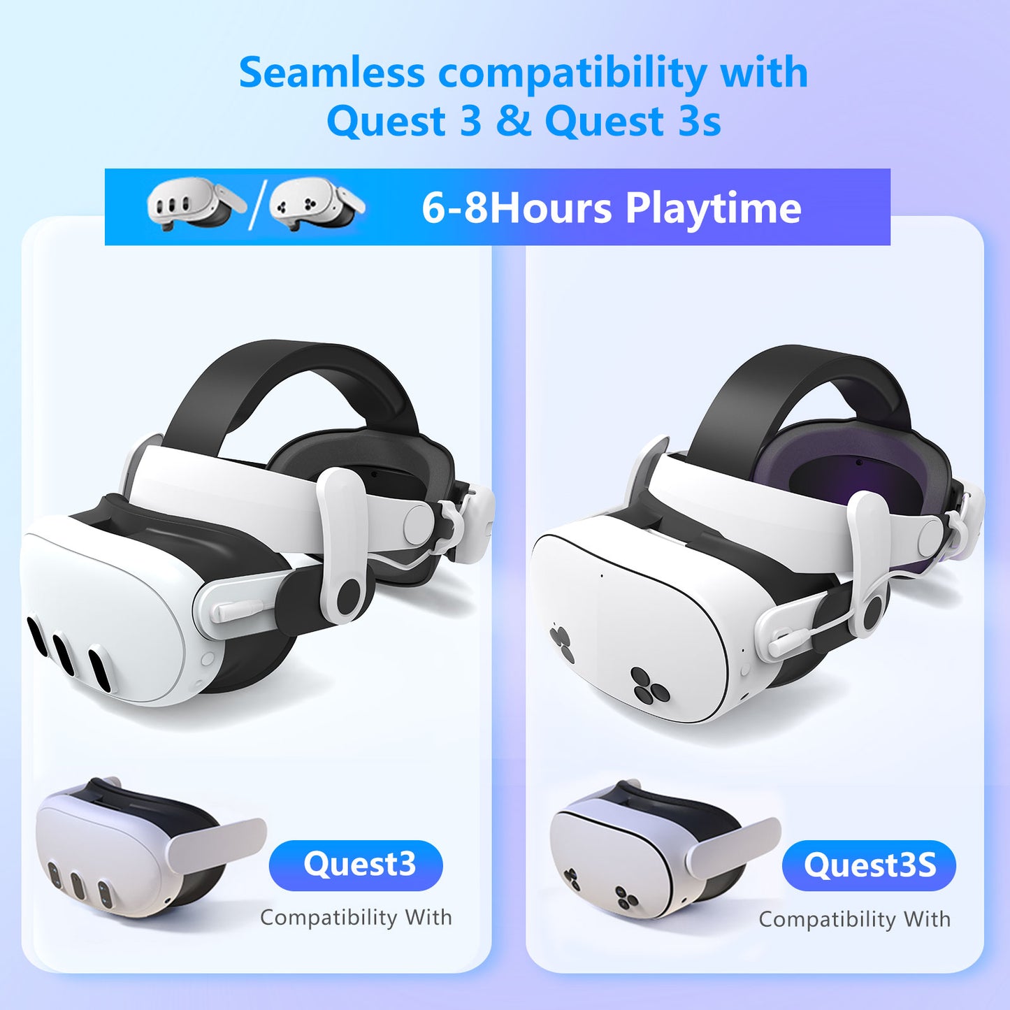 VR Elite Head Strap for Meta quest3/Quest 3s Can be used Enjoy super long battery life with a 12,000mAh capacity