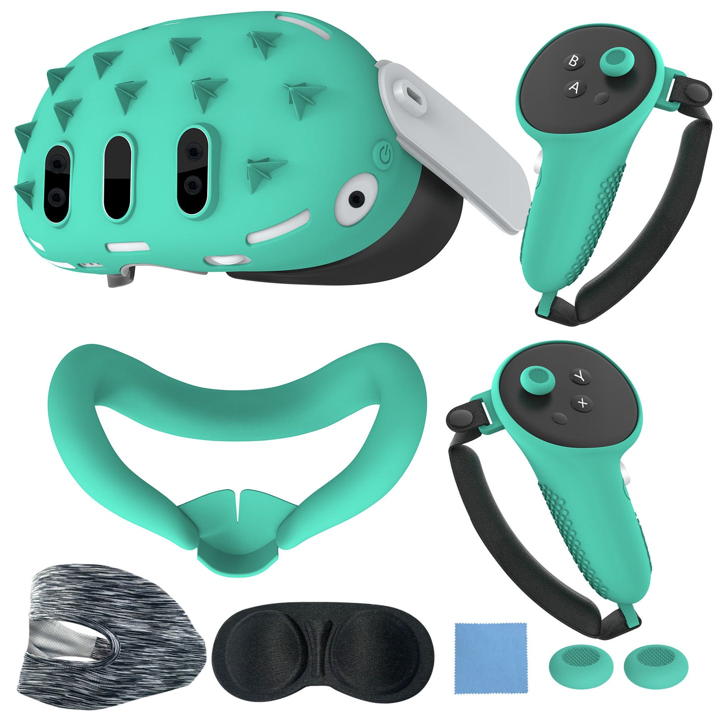 MTomatoVR 3D Silicone Cover for Meta Quest 3, Protective Cover for Oculus Quest 3 Accessories, Soft Shell Skin, Face & Lens Cover, Controller Grips Set - Purple