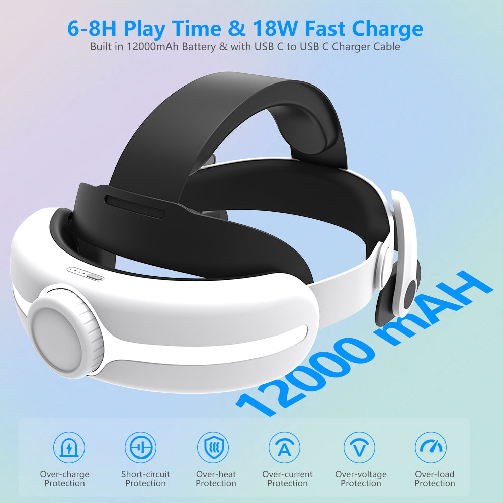 VR Elite Head Strap for Meta quest3/Quest 3s Can be used Enjoy super long battery life with a 12,000mAh capacity