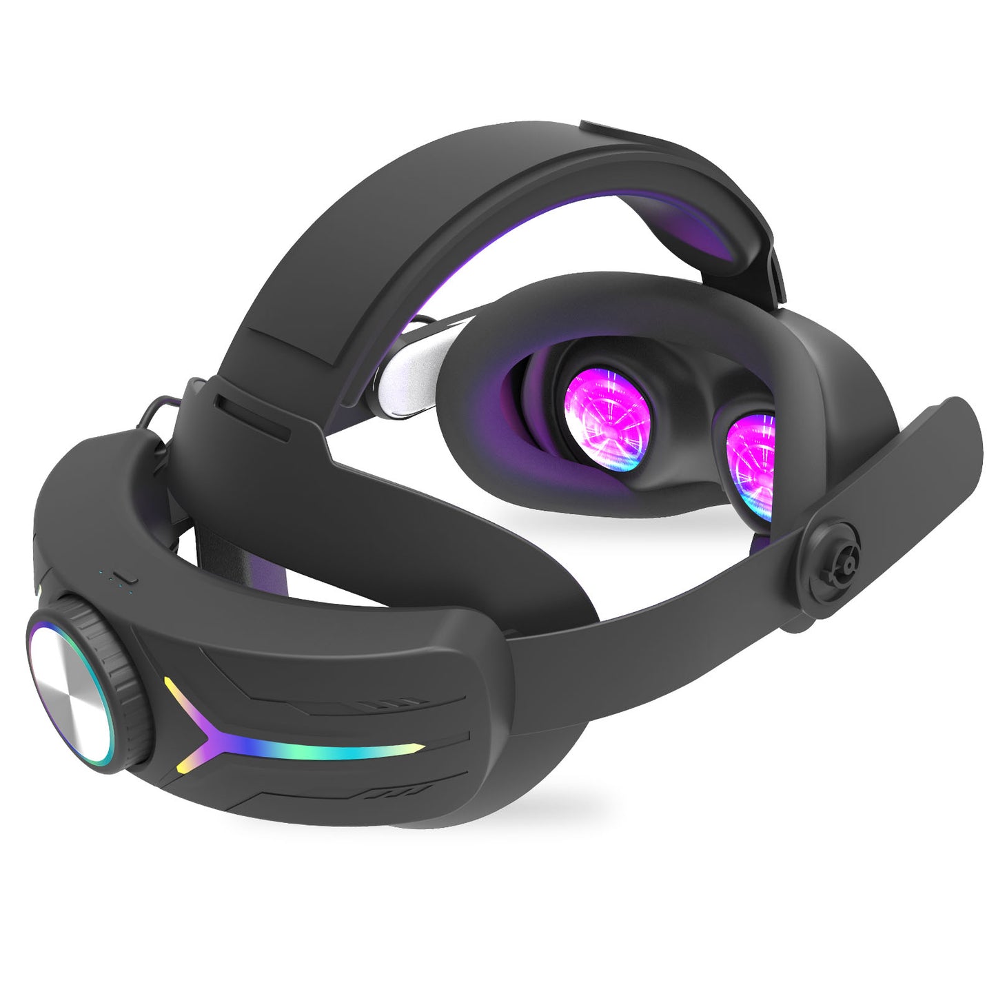 Elevate your VR experience! This Meta Quest 3/Quest 3S Head Strap with RGB lighting, 12000 mAh battery, and USB fast