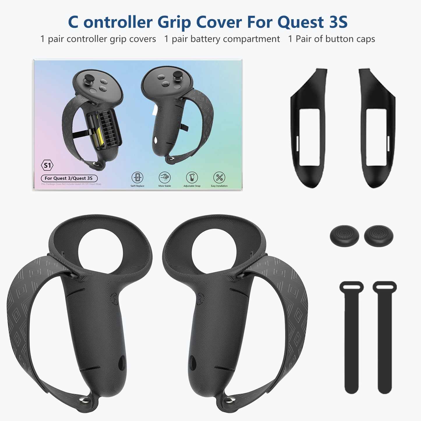 Meta Quest 3s/Quest3 Removable Battery cover Controller Handle Protective case VR accessory