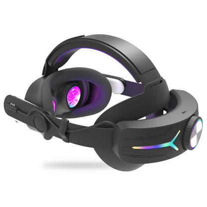 Elevate your VR experience! This Meta Quest 3/Quest 3S Head Strap with RGB lighting, 12000 mAh battery, and USB fast