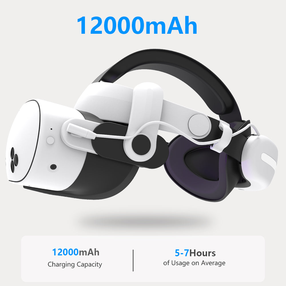 VR Elite Head Strap for Meta quest3/Quest 3s Can be used Enjoy super long battery life with a 12,000mAh capacity