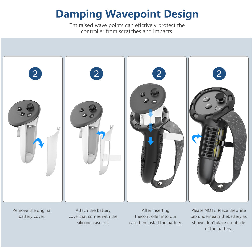 VR accessory for Meta Quest 3s/Quest3 removable battery cover controller Extended handle protective case